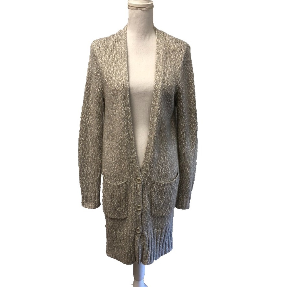 H.One Cardigan Sweater Jumper Womens Small Gray Mid Length Oversize Cozy Comfort